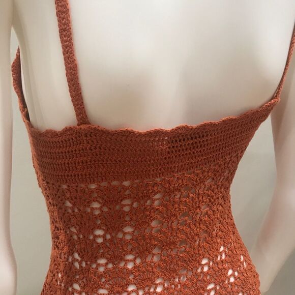 Crocheted Knitted Top, Orange, Ann Tjan for Kenar, Size L (Medium fit) - Picture 4 of 6